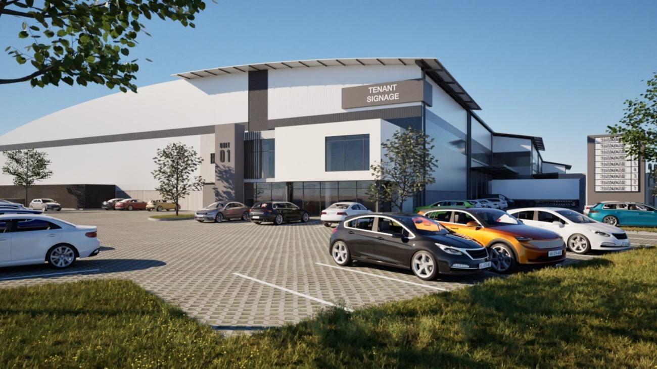 Exterior render architecture of Growthpoint Properties' Indlovu Logistics Park